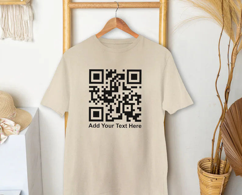 Custom QR Code Scan T-Shirt, Your Text And URL Link Printed Graphic Tees, Comfort Colors Unisex Top, Social Media QR Code Marketing Shirt