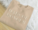 Maid of Honour Embroidered Jumper, Hen Party Bridesmaid Matching Sweatshirts, Bridal Shower Wedding Crewneck Sweaters, Gift for Bride Tribe