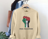 Free Palestine Embroidered Sweatshirt, Solidarity Hand Support Palestine Protest Jumper, Save Gaza Palestine Clothing, Comfort Colors Shirt