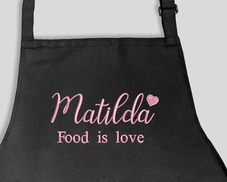 Personalised Cooking Chef Apron, Embroidered Custom Name Monogram Embroidered Apron With Pouch, Baking Aprons for Men Womens, Gift for Her