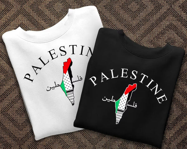 Palestine Sweatshirt, Free Palestine Flag Printed Sweater, Support Save Gaza Protest Save Palestine Clothing, Human Rights Freedom Jumper