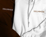 One Year Anniversary Roman Numeral Hoodie, Custom Wedding Date Embroidered Wifey Jumper, 7th Anniversary Gift Couple Matching Sweatshirt