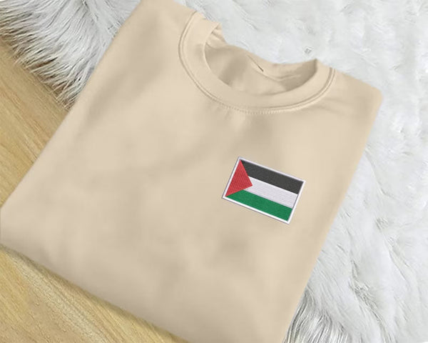 Palestine Flag Sweatshirt, Embroidered Palestine Crewneck Sweater, Comfort Colors Sweater, Support Palestine Freedom Gaza Protest Clothing