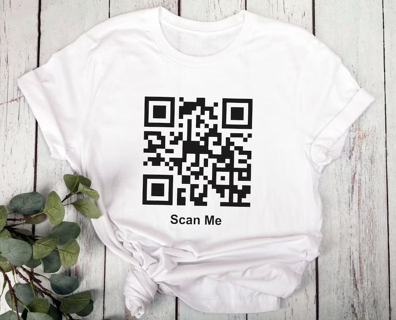 Custom QR Code Scan T-Shirt, Your Text And URL Link Printed Graphic Tees, Comfort Colors Unisex Top, Social Media QR Code Marketing Shirt