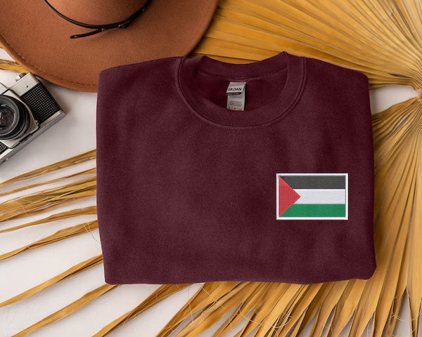 Palestine Flag Sweatshirt, Embroidered Palestine Crewneck Sweater, Comfort Colors Sweater, Support Palestine Freedom Gaza Protest Clothing