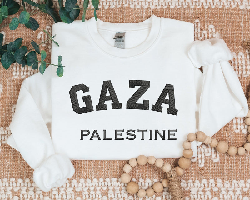 Gaza Palestine Sweater, Embroidered Gaza Palestine Sweatshirt, Support For Palestine, Freedom Gaza Protest Shirt, Adult Size Crewneck Jumper