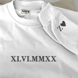 Personalised Anniversary Sweatshirt, Roman Numeral Date Initial Heart Embroidered Sweater, One Year Anniversary Gifts, His and Hers Hoodies