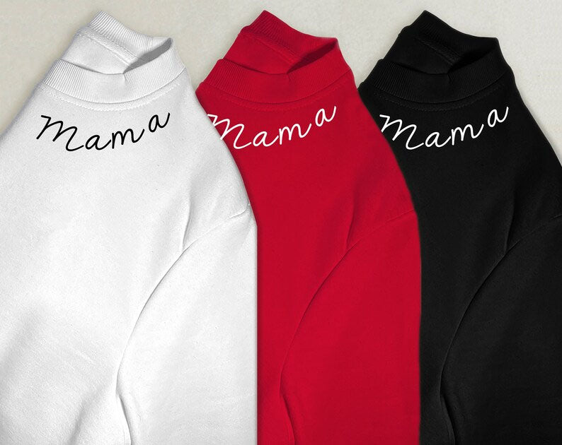 Personalised Mama Sweatshirt, Custom Kids Name On Sleeves Printed Jumper, Xmas Sweaters for Mum, Christmas Mom Birthday Gifts, Xmas Presents