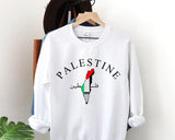 Palestine Sweatshirt, Free Palestine Flag Printed Sweater, Support Save Gaza Protest Save Palestine Clothing, Human Rights Freedom Jumper