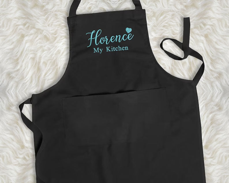 Personalised Cooking Chef Apron, Embroidered Custom Name Monogram Embroidered Apron With Pouch, Baking Aprons for Men Womens, Gift for Her