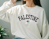 Palestine Crewneck Sweatshirt, Palestine Flag Printed Sweater, Support Palestine Freedom Gaza Protest Top, Palestinian Shirt, Comfy Jumper