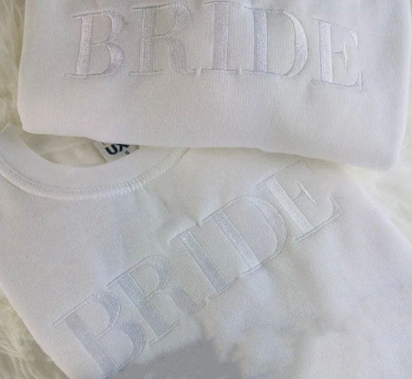 Bride Sweatshirt, Wifey Embroidered Crewneck Jumper, Maid of Honour Hubby Jumper, Couple Matching Hen Do Bachelor Party Wedding Gift for Mrs