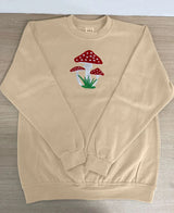 Embroidered Mushroom Hoodie, Magic Mushroom Embroidery Crewneck Jumper, Botanical Plant Nature Lover Shroom Womens Top, Frog Unisex Sweater