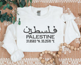 Palestine Embroidered Sweatshirt, Palestinian Coordinates Sweater, Freedom Gaza Palestine Support Shirt, Palestine Hamas Protest Sweatshirt