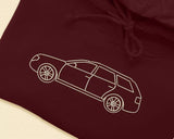 Custom Car Embroidered Photo Hoodie, Outline Car Portrait from Photo Jumper, Personalised Sketch Couples Hoody, Memorial Car Lover Guy Gift