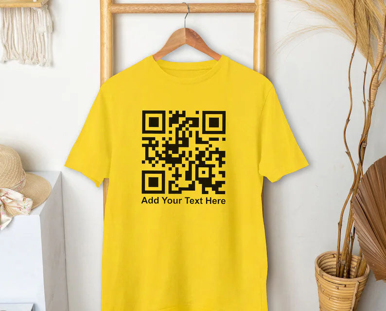 Custom QR Code Scan T-Shirt, Your Text And URL Link Printed Graphic Tees, Comfort Colors Unisex Top, Social Media QR Code Marketing Shirt