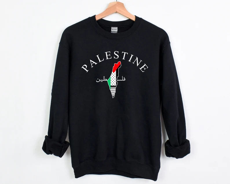 Palestine Sweatshirt, Free Palestine Flag Printed Sweater, Support Save Gaza Protest Save Palestine Clothing, Human Rights Freedom Jumper