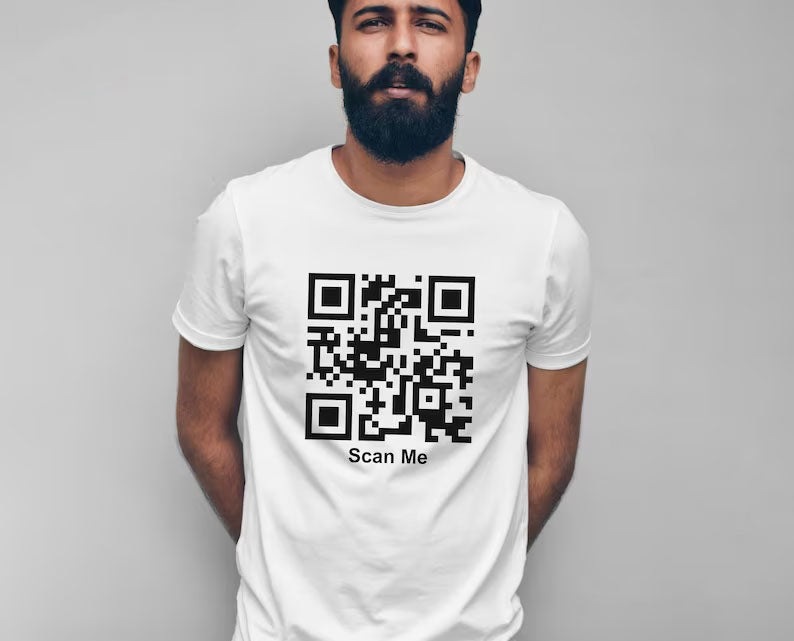 Custom QR Code Scan T-Shirt, Your Text And URL Link Printed Graphic Tees, Comfort Colors Unisex Top, Social Media QR Code Marketing Shirt