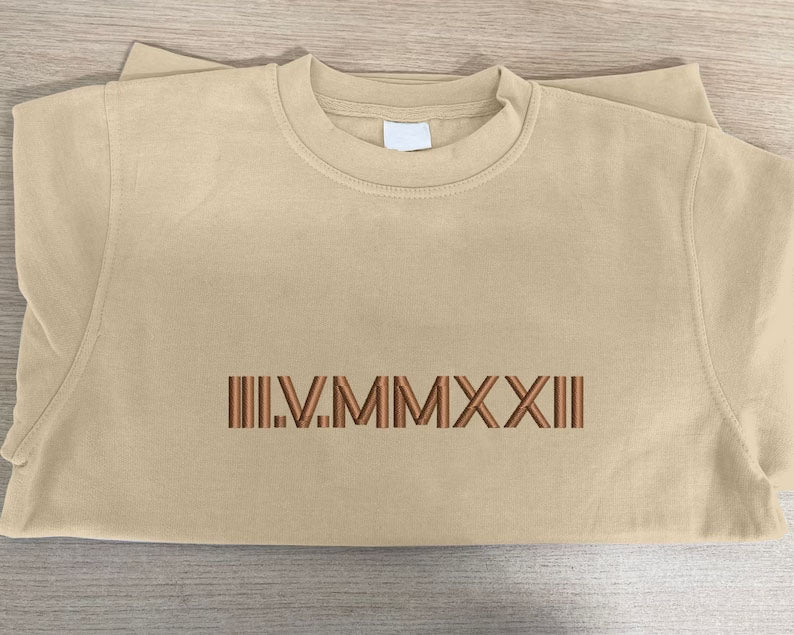 Personalised Anniversary Sweatshirt, Roman Numeral Date Initial Heart Embroidered Sweater, One Year Anniversary Gifts, His and Hers Hoodies