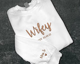 Wifey Sweatshirt, Bride Embroidered Sweater, Personalised Mrs Jumper, Custom Date Bride And Groom Wedding Gift Bachelorette Party Bride Hood