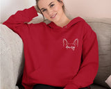 Dog Ears Personalised Outline Hoodie, Custom Pet Sketch Printed Matching Sweatshirt, Pet Remembrance Gift Dog Owner Jumper,