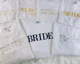 Bride Sweatshirt, Embroidered Mrs Sweater, Minimalist Bride Jumper, Bachelorette Couple Matching Bridal Shower Party Engagement Gift Hoody