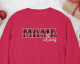 Mama Claus Daddy Claus Christmas Sweatshirt, Christmas Family Matching Sweater, Xmas Buffalo Plaid Printed Crewneck Tops, Christmas Eve Gift