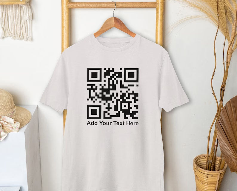 Custom QR Code Scan T-Shirt, Your Text And URL Link Printed Graphic Tees, Comfort Colors Unisex Top, Social Media QR Code Marketing Shirt