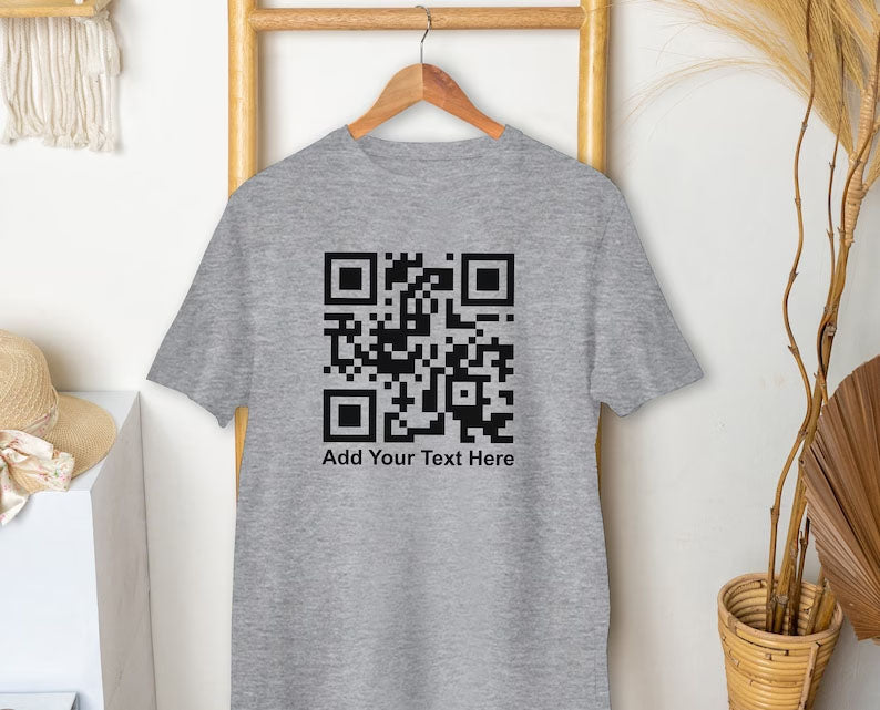 Custom QR Code Scan T-Shirt, Your Text And URL Link Printed Graphic Tees, Comfort Colors Unisex Top, Social Media QR Code Marketing Shirt