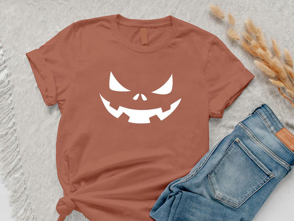 Halloween Pumpkin Face Shirt, Halloween Winking Pumpkin T-Shirt, Cute Halloween Party Printed Tee Tops, Comfy Family Matching Fall Outfits