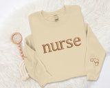 Personalised Embroidered Nurse Sweatshirt, Custom Nurse Initial Matching Sweater, Stethoscope on Sleeve Nurse Doctors Gift,