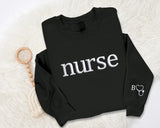 Personalised Embroidered Nurse Sweatshirt, Custom Nurse Initial Matching Sweater, Stethoscope on Sleeve Nurse Doctors Gift,