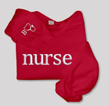 Personalised Embroidered Nurse Sweatshirt, Custom Nurse Initial Matching Sweater, Stethoscope on Sleeve Nurse Doctors Gift,