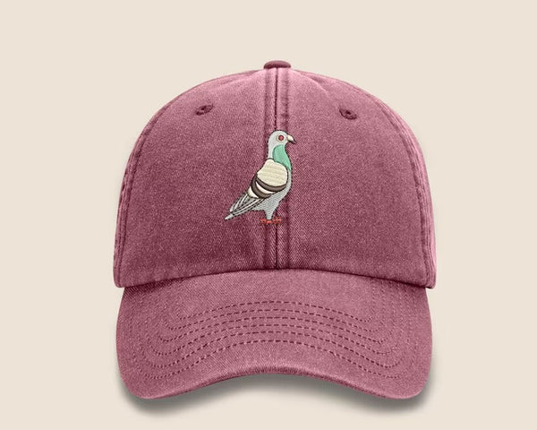 Pigeon Vintage Snapback Hat, Embroidery Bird Design Pigeon Baseball Cap, Comfort Colors Cotton Adult Unisex Wildlife Hat,