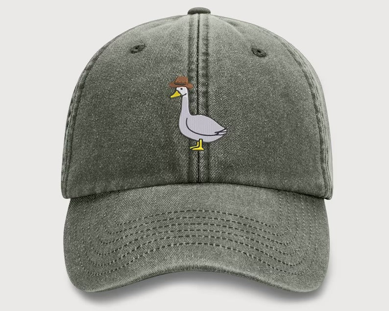 Goose Embroidery Design Vintage Hat, Cowboy Hat Goose Unisex Baseball Cap, Cool Goose 100 Cotton Vintage Style Bird Hat,