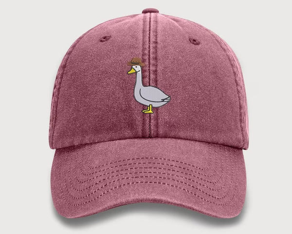 Goose Embroidery Design Vintage Hat, Cowboy Hat Goose Unisex Baseball Cap, Cool Goose 100 Cotton Vintage Style Bird Hat,