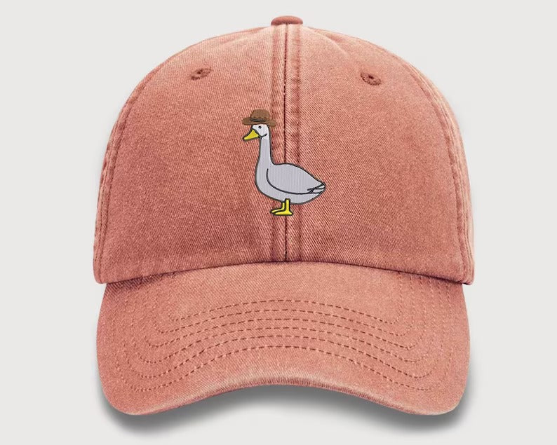 Goose Embroidery Design Vintage Hat, Cowboy Hat Goose Unisex Baseball Cap, Cool Goose 100 Cotton Vintage Style Bird Hat,