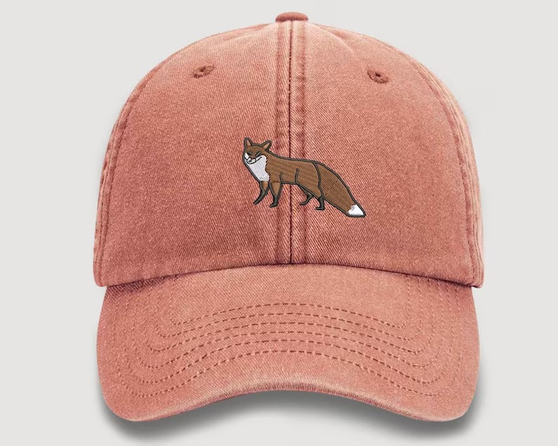 RED FOX Embroidered Baseball Cap, Wildlife Baseball Hat with Animal on It, Adjustable Snapback Unisex Hat, Adult Gift Cap,