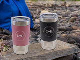 Personalised Lazer Engraving Leather Tumbler, Custom Monogrammed initials Stainless Steel Mug, Coffee Mug , Insulated Tumbler, Gift for Her