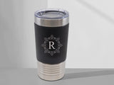 Personalised Lazer Engraving Leather Tumbler, Custom Monogrammed initials Stainless Steel Mug, Coffee Mug , Insulated Tumbler, Gift for Her