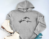 Orca Whales Embroidered Sweatshirt, Trio Orca Killer Whale Crewneck Jumper, Embroidered Orca Unisex Sweatshirt, Awareness Animal Lover Gift