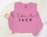 Personalised Future Mrs Sweatshirt, Custom Printed Name Crewneck Sweater, Cute Valentines Day Wife Jumper, Engagement Gift For Fiance Bride