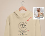 Custom Song Lyrics Couple Hoodie, Embroidered Photo Outline Drawing Sweatshirt, Matching Couple Anniversary GF BF Jumpers, Album Cover Tops