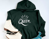 Queen Women's Pullover Hoodie, Valentine Matching Girlfriend Wife Sister Gift , Comfort Color Printed Hooded Sweatshirt, Comfy XS-4XL Size