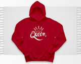 Queen Women's Pullover Hoodie, Valentine Matching Girlfriend Wife Sister Gift , Comfort Color Printed Hooded Sweatshirt, Comfy XS-4XL Size