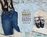 Working In The Garage With Daddy On It Baby Outfit, Mechanic Baby Onsie, Baby Shower Gift Funny Cute Baby Clothes, Garage Baby Grow Bodysuit