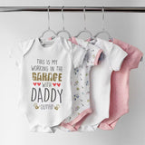 Working In The Garage With Daddy On It Baby Outfit, Mechanic Baby Onsie, Baby Shower Gift Funny Cute Baby Clothes, Garage Baby Grow Bodysuit