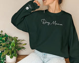 Custom Dog Mom Sweatshirt, Personalised Pet Names Printed On Sleeve Jumper, Dog Mama Crewneck Sweater, Comfort Color Sizes XS-4XL Outfits