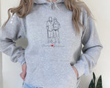 Custom Line Art Photo Hoodie, Personalised Name With Heart Sketch Sweatshirt, Matching Couple Photo Sketch Jumper, Valentines Gift For Him