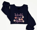 Mom Sweatshirt, Embroidered World Best Mother Crewneck Sweater, Beautiful Flower Comfy Jumper, Mama Mother Day Outfits, Presents for Grandma